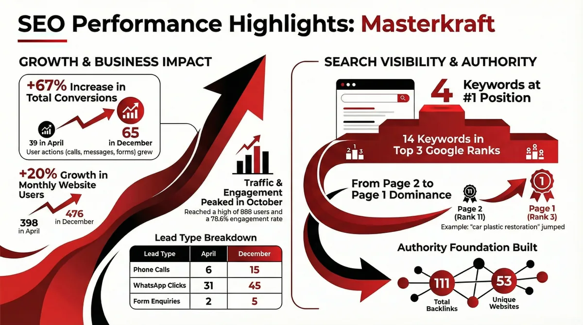 Results sheet published for Masterkraft: a one-page summary of the campaign's figures.