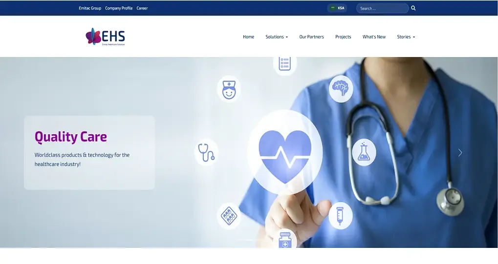 A screenshot of the Emitac Healthcare website.